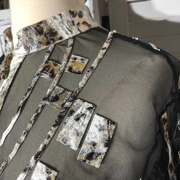 Berek Cocktail Blouse Zippered Sheer Mesh Black Gold Silver 3X - Picture 7 of 11